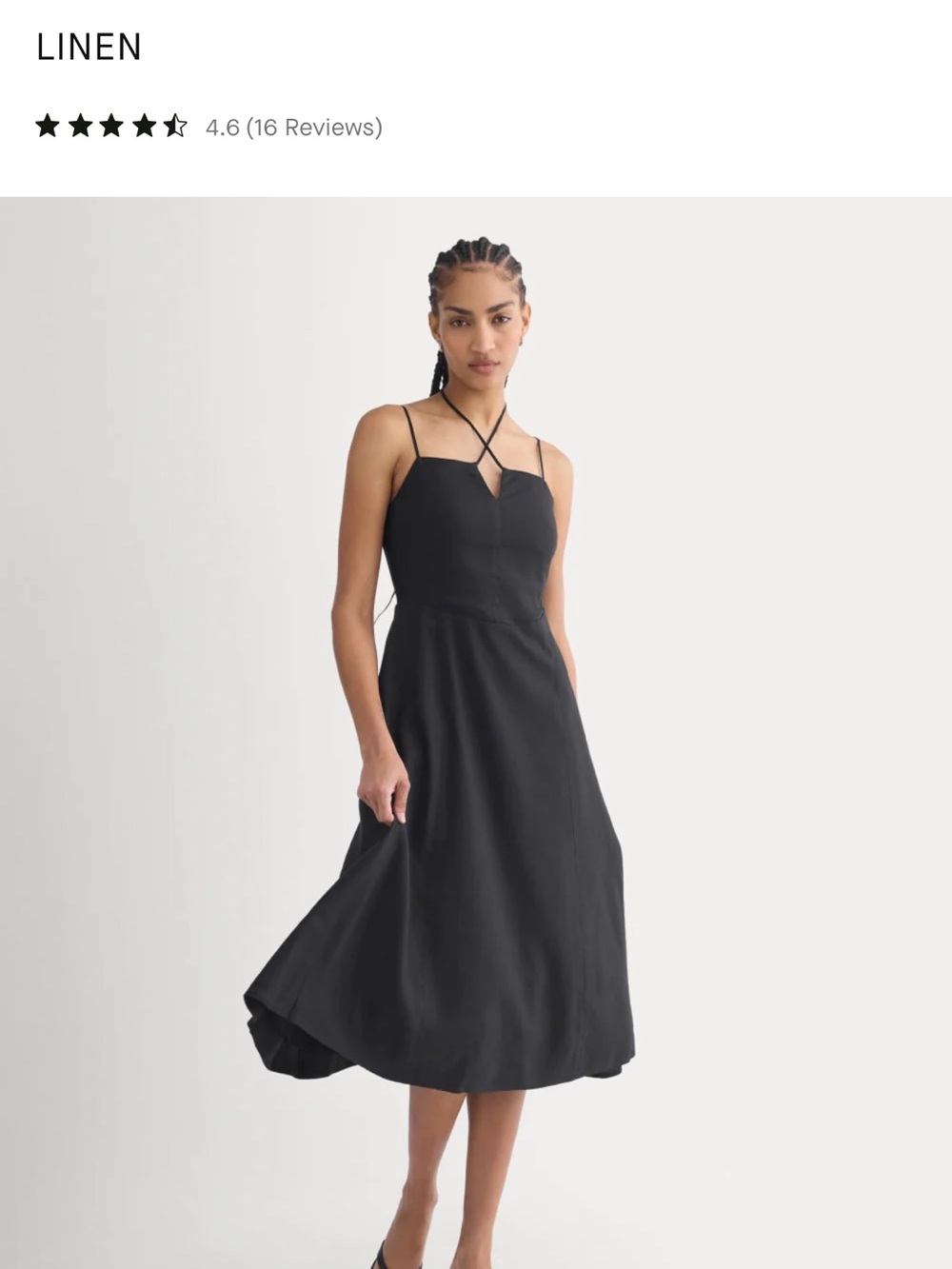 Linden Black Strappy Linen Midi